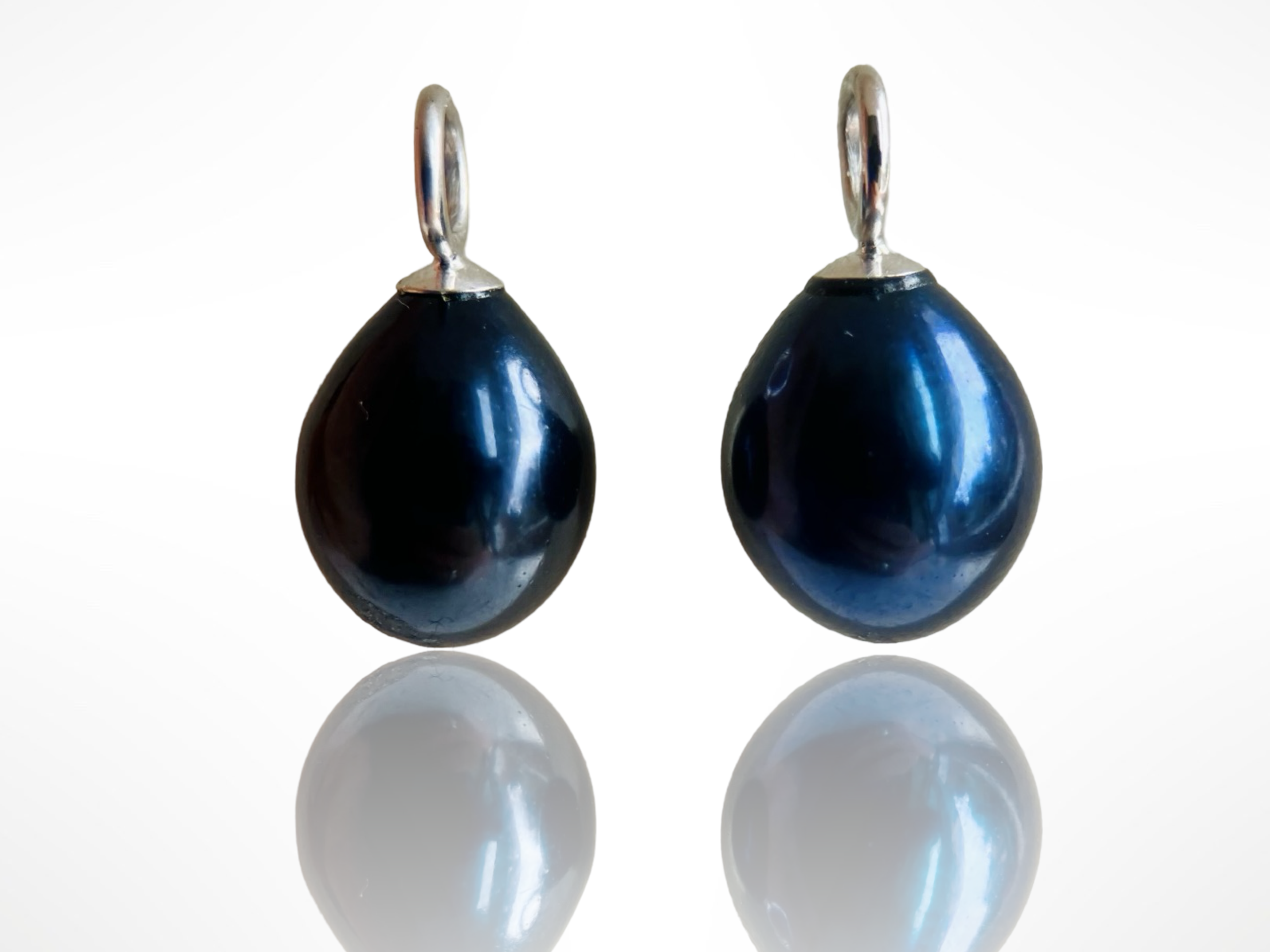 SOLD - HARMONY COLLECTION - A Pair of Midnight Blue Dyed Freshwater Cultured Pearl Drops